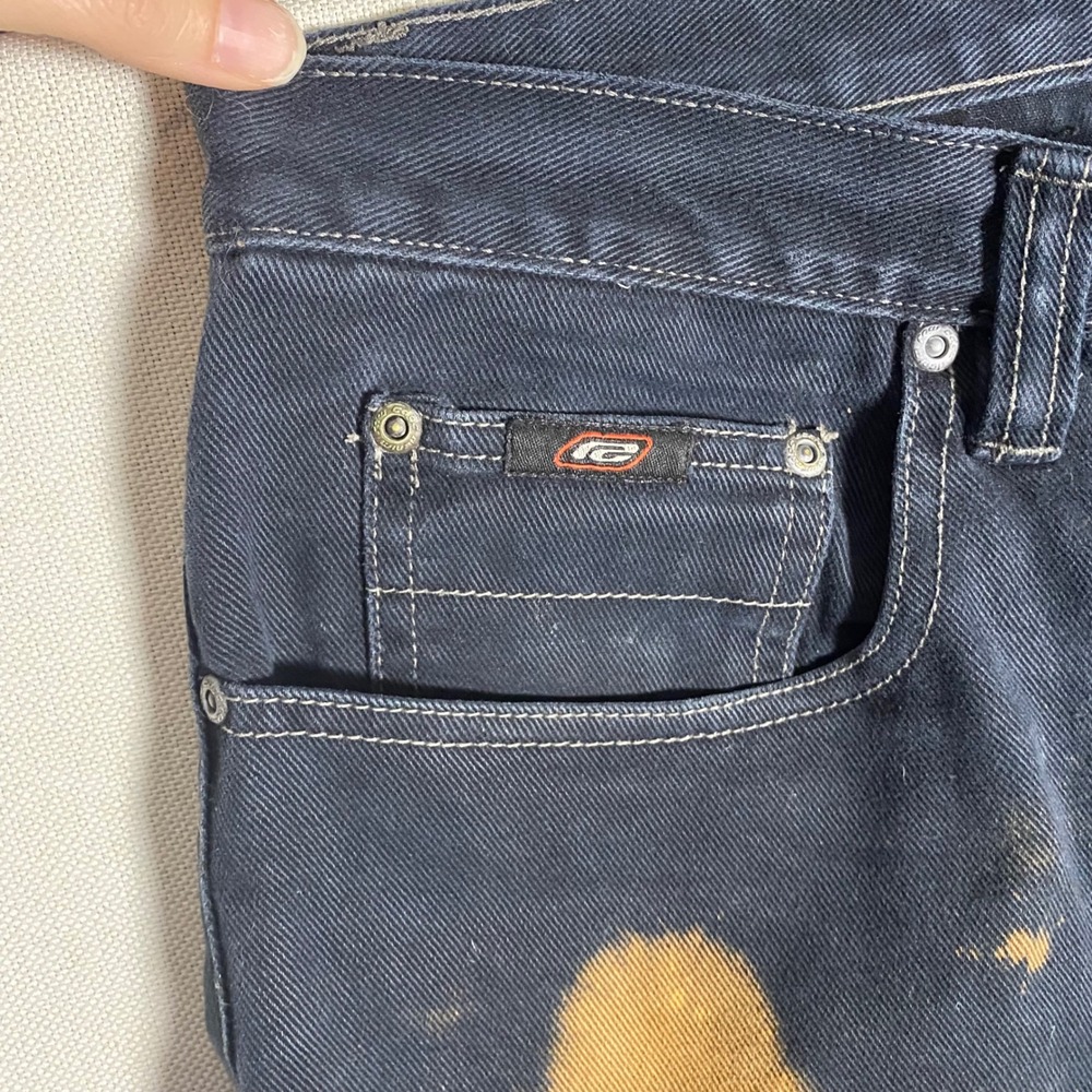 Raw Edge Grunge Y2K Bleach Splatter Distressed Carpenter Jeans Black 34x34 - Picture 3 of 14